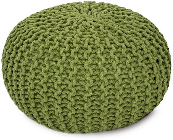 Amagohome Sitzhocker, Pouf, XXL Baumwolle, Grün, ø 45 cm