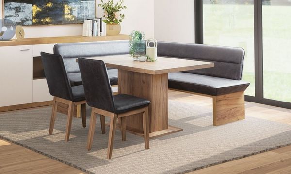 OTTO home Eckbankgruppe Beluna + Cross Essecke Sitzgruppe Eckbank Küchenbank, (Set, 4-tlg, Eckbank, 2 Stühle und Tisch), Sitzgruppe Esszimmer Stühle Tisch und Bank bequem gepolstert