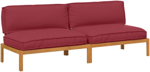 vidaXL Sofa Set mit Kissen Weinrot 240 x 80 x 69 cm Massivholz Akazie 3418222