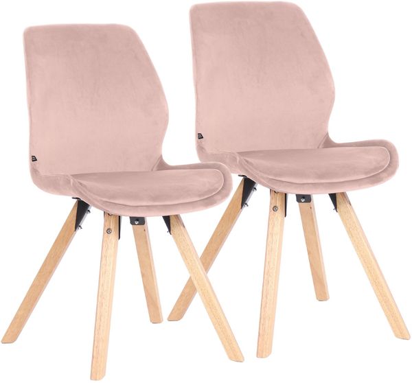 CLP Esszimmerstuhl 2er Set gepolstert Luna, moderner Polsterstuhl mit Rückenlehne,pink Samt