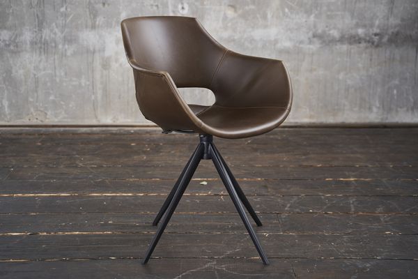 KAWOLA Stuhl ZAJA Esszimmerstuhl Kunstleder drehbar dunkelbraun 85 x 59 x 57 cm