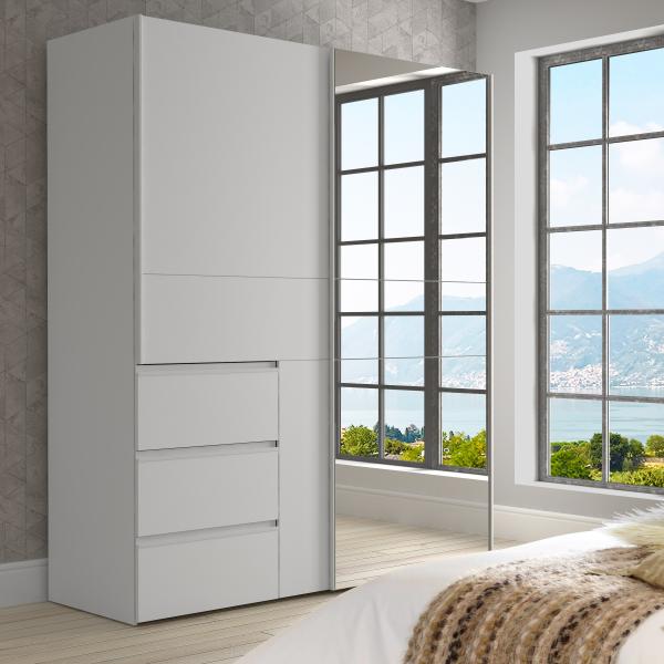 Schwebetürenschrank >WINN 2< (BxHxT: 170,3x205x61,2 cm) in Weiß