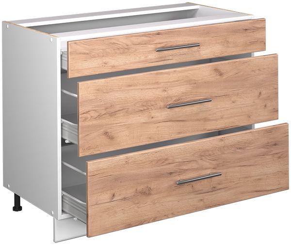 Küchenunterschrank Fame-Line Goldkraft Eiche/Weiß 100 cm, AP Marmor Vicco Bild 6