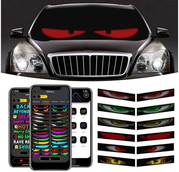 VIVIHEYDAY LED Stripe 2X LED-Matrix-Panel APP-Steuerung, Flexible Devil Eyes LED-Bildschirm, Scrolling Text Pattern Animation Zeichen für Auto Bar Party Home Decor