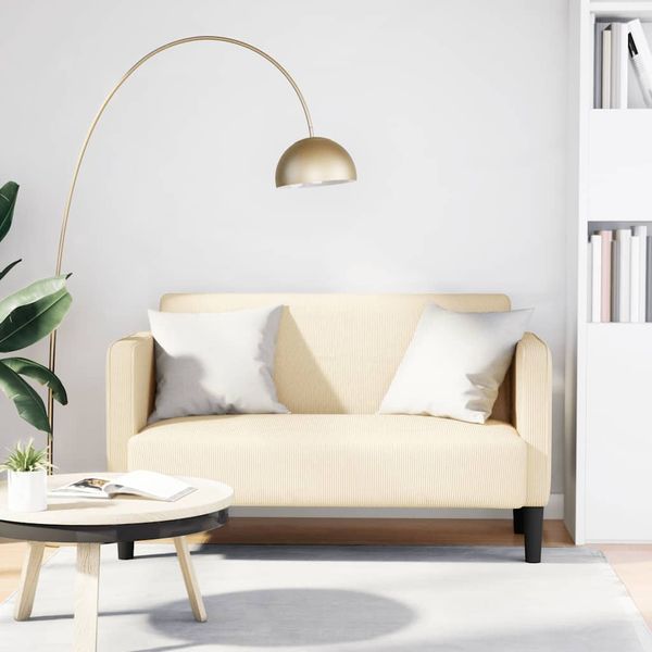vidaXL Zweisitzer-Sofa Creme 109 cm Cordstoff 4100524