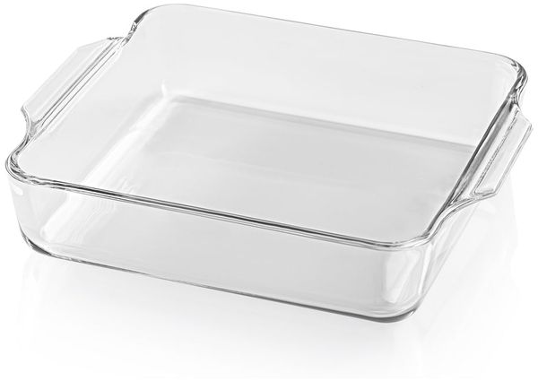GOURMETmaxx Auflaufform Auflaufform transparent quadratisch 1500ml, aus Glas für Heißluftfritteuse & Ofen Zubereiten Garen Servieren