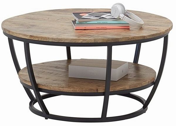 moebel-dich-auf Couchtisch JAIPUR (mit Tischplatte aus 20mm Mango Holz massiv), Untergestell aus Metall in schwarz matt