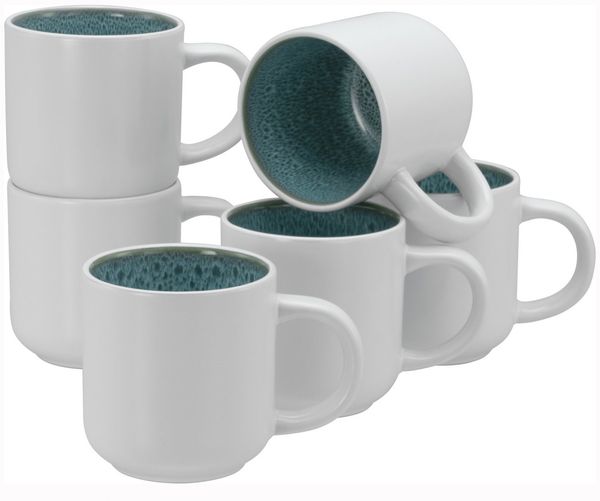 OTTO home Becher modernes 6-teiliges Kaffeebecher-Set Novalee, 6-tlg, Steinzeug, hohe Haltbarkeit, spülmaschinen- & mikrowellengeeignet, Reaktivglasur