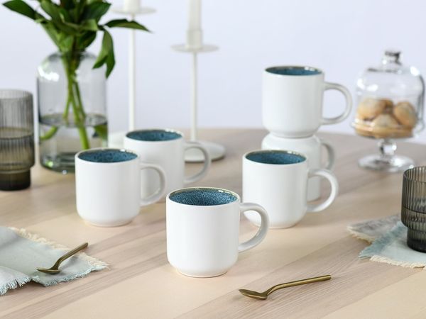 OTTO home Becher modernes 6-teiliges Kaffeebecher-Set Novalee, 6-tlg, Steinzeug, hohe Haltbarkeit, spülmaschinen- & mikrowellengeeignet, Reaktivglasur
