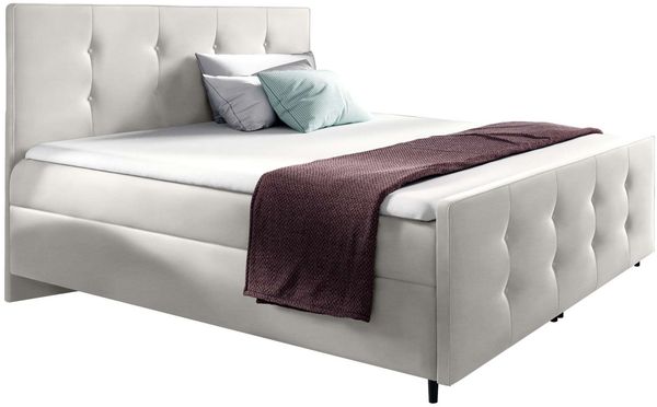 99rooms Primo Boxspringbett 140x200 cm Kunstleder SOFT Weiß Bild 2