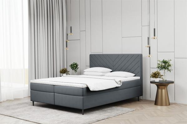 Boxspringbett Schlafzimmerbett BONITA 180x220cm in Stoff Matt Velvet Dunkelgrau