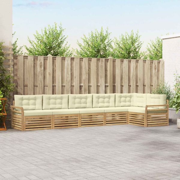 vidaXL Outdoor-Sofagarnitur 6 pcs Weiß und Creme 408 x 170,5 x 73 cm 3390565