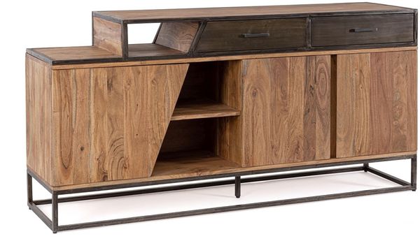 Sideboard Janak aus Akazienholz, modernes Design, natur, 175 cm Breite, Metallgestell