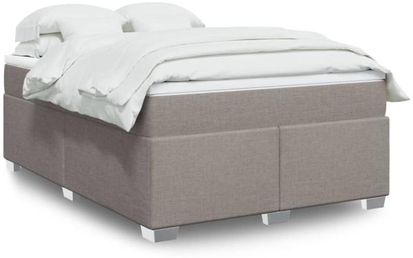 vidaXL Boxspringbett mit Matratze Taupe 160x200 cm Stoff 3285148