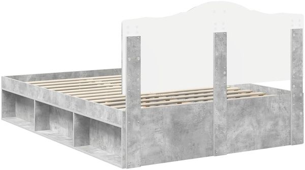 vidaXL Bettrahmen mit Kopfteil Beton 160 x 200 cm Massives Kiefernholz 3413284 Bild 9