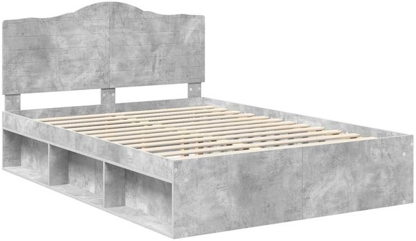 vidaXL Bettrahmen mit Kopfteil Beton 160 x 200 cm Massives Kiefernholz 3413284 Bild 4