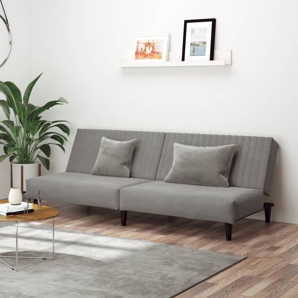 vidaXL Schlafsofa 2-Sitzer Hellgrau Samt 375926