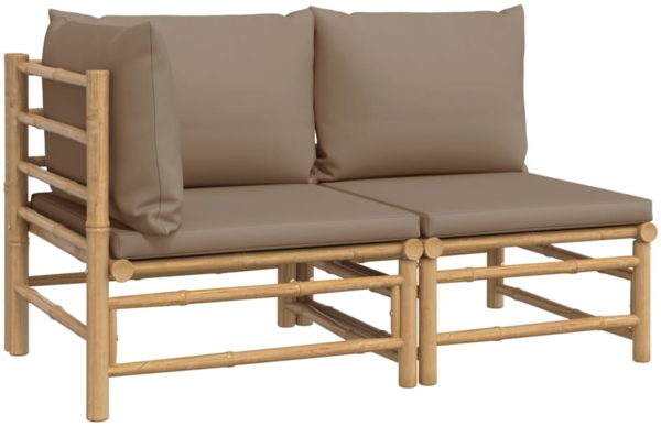 vidaXL 2-tlg. Garten-Lounge-Set mit Taupe Kissen Bambus 362284