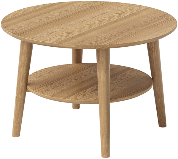 skølm 'Mjölnir' Couchtisch rund, Massivholz Eiche, natur geölt, Wohnzimmertisch Ø70 cm, Beistelltisch für Wohnzimmer mit Ablage Bild 2