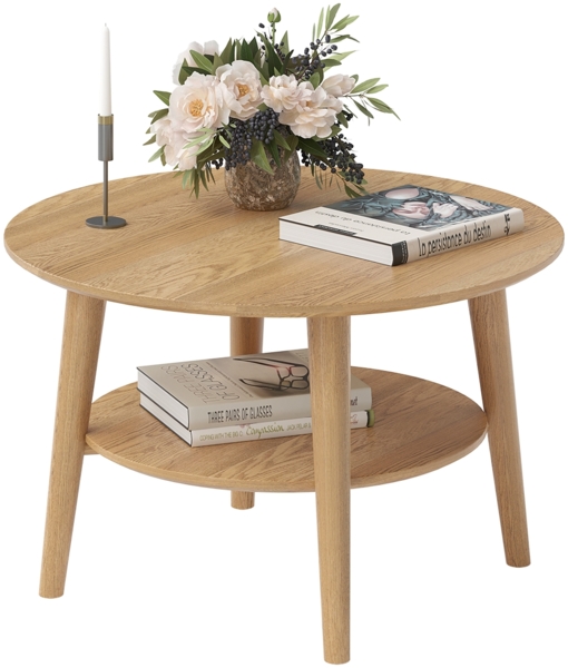 skølm 'Mjölnir' Couchtisch rund, Massivholz Eiche, natur geölt, Wohnzimmertisch Ø70 cm, Beistelltisch für Wohnzimmer mit Ablage Bild 9