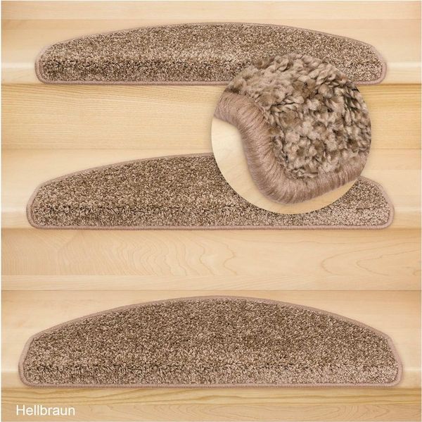 Metzker® Stufenmatte Stufenmatten Marseille Halbrund Hellbraun 16 Stück, halbrund, Höhe: 13 mm, 16 Stück im Set - Hellbraun