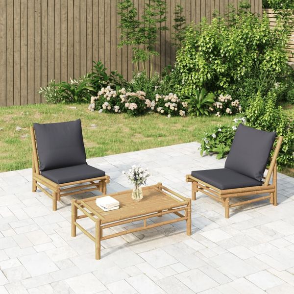 vidaXL Gartenstühle 2 Stk. mit Dunkelgrauen Kissen Bambus 363459