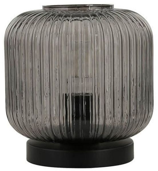 HOME DELUXE Tischlampe aus Glas LILY - Rauchgrau