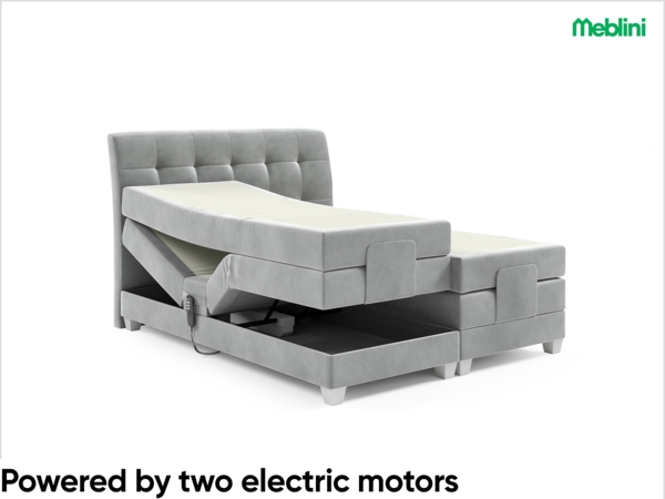 MEBLINI Boxspringbett Elektrisch DANTE 160x200 cm mit Bettkasten – H3/Grau Samt Polsterbett - Doppelbett mit Toppers & Taschenfederkern-Matratzen Bild 3