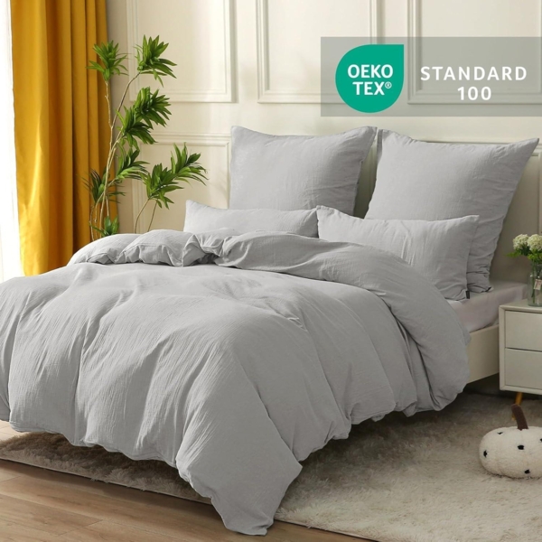 SOULFUL Doppelte Musselin Bettwäsche 135x200 Baumwolle 4tlg. Sets 2er Bettbezug Bild 5