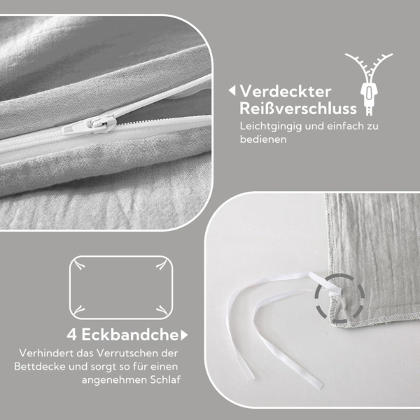 SOULFUL Doppelte Musselin Bettwäsche 135x200 Baumwolle 4tlg. Sets 2er Bettbezug Bild 4