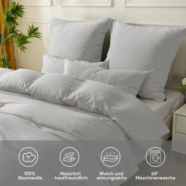SOULFUL Doppelte Musselin Bettwäsche 135x200 Baumwolle 4tlg. Sets 2er Bettbezug Bild 2