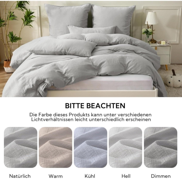 SOULFUL Doppelte Musselin Bettwäsche 135x200 Baumwolle 4tlg. Sets 2er Bettbezug Bild 6