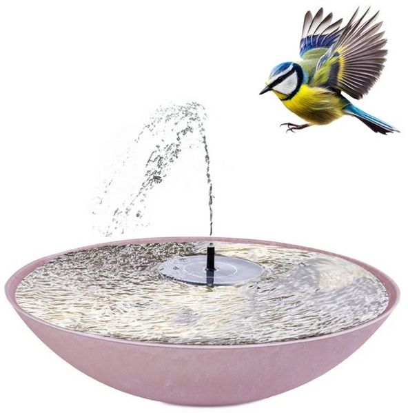 matches21 HOME & HOBBY Wasserspiel Outdoor Solar Brunnen Set 45cm, (2 tlg), Große Schale in rosa als Garten-Brunnen Bild 4