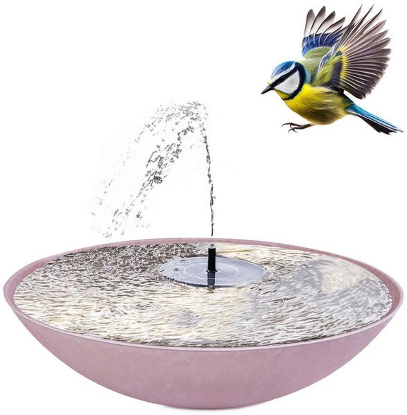 matches21 HOME & HOBBY Wasserspiel Outdoor Solar Brunnen Set 45cm, (2 tlg), Große Schale in rosa als Garten-Brunnen