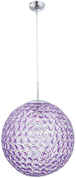LED Hängelampe mit Lampenschirm aus lilanen Acrylkristallen