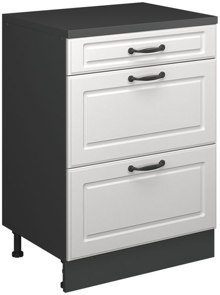 Erweiterungskommode Rion Weiß Landhaus/Anthrazit 60 x 46 cm ohne Schräge mit 3 Schubladen Vicco