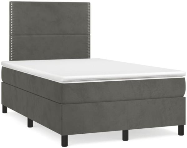 vidaXL Boxspringbett mit Matratze Dunkelgrau 120x190 cm Samt 3269990