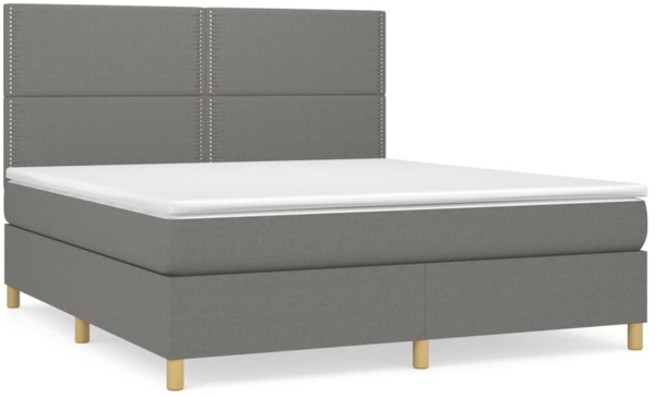 vidaXL Polsterbett mit Matratze Dunkelgrau 180x200 cm Stoff