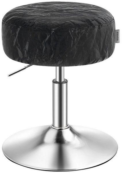 Schminkhocker, Schminkstuhl, Sitzhocker, höhenverstellbar, 360° drehbar, PU, dicke Polsterung, für Schlafzimmer, Küche, Esszimmer, tintenschwarz