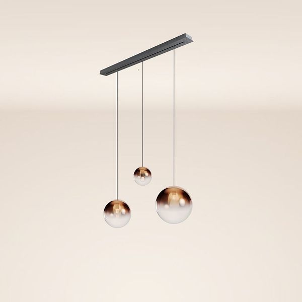 s.luce Orb Esstisch-Hängelampe 3-flammig 120cm Ø 20/30/40 Kupfer Verlauf