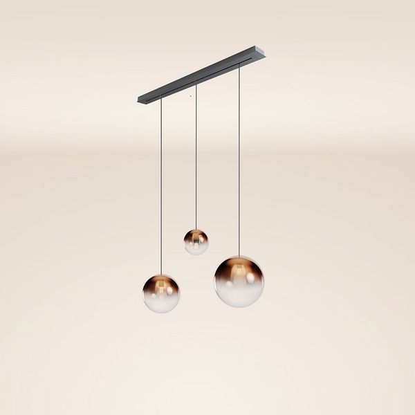 s.luce Orb Esstisch-Hängelampe 3-flammig 120cm Ø 20/30/40 Kupfer Verlauf
