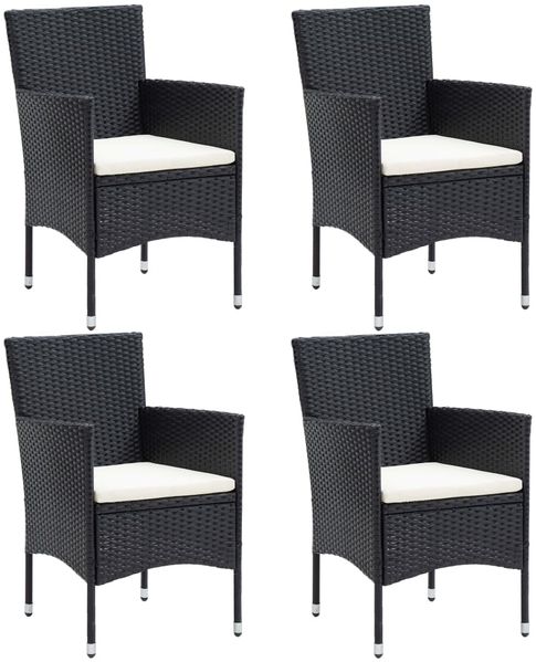 vidaXL Garten-Essstühle 4 Stk. Poly Rattan Schwarz 310562