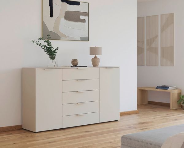 rauch Schubkastenkommode Flipp Schubladenkommode Wäscheschrank Schrank (Breite 160/180 cm mit 4 Einlegeböden), 2-türig mit 5 Schubladen und Soft-Close-Funktion in zwei Breiten Bild 2