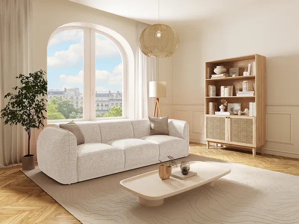 Vente-unique - JUNETI Sofa Stoff Beige - B 90 cm x H 80 cm x L 235 cm