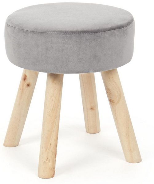 Hocker Adeline in Samt-Optik, Grau, 34 x 34 x 38 cm