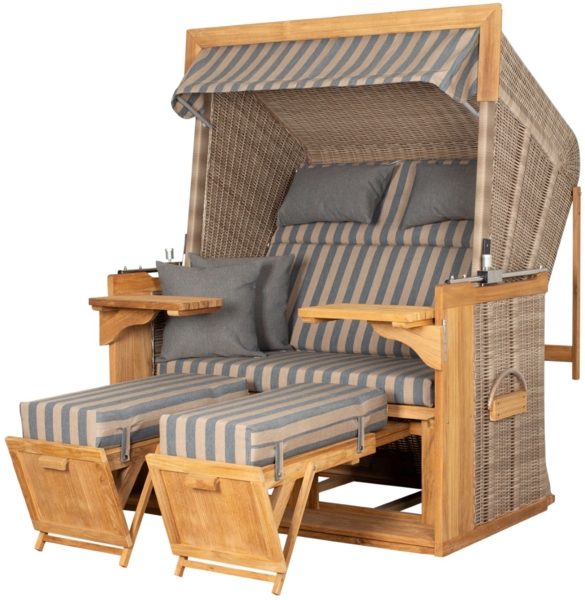 Strandkorb deVries PURE® Friesland Sylt XL - PE white kubu - Dessin 248 - inkl. Schutzhülle