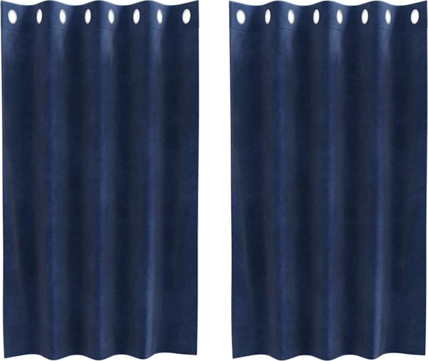 vidaXL Verdunkelungsvorhänge 2 pcs Dunkelblau 140 x 140 cm Samt 4107193