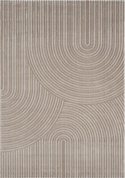 Vimoda Teppich Teppich Wohnzimmer Hochtief-Muster, Rechteck, Teppich Kurzflor, Schlafzimmer, Wellen, Boho Sakndi