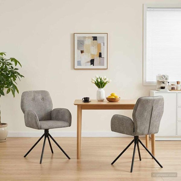 vidaXL Drehstuhl Esszimmer 2 pcs Kunstwildleder Hellgrau 42034355