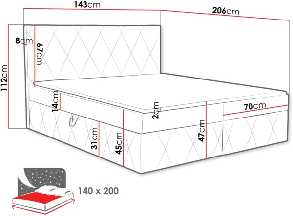 Boxspringbett 'Simoti' grün 140x200 cm Bild 4